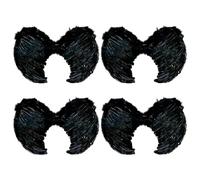 Tradineur - Pack de 4 Alas de ángel con Plumas y Tirantes elásticos, complemento para Disfraz de diablesa, Demonio, Halloween, Carnaval, Cosplay (Negro - 60 x 40 cm)