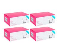 Tradineur - Pack de 4 Caja de 6 Vasos Modelo Aras - Capacidad: 200 ml - Fabricado en Vidrio Resistente - Apto para lavavajillas - Tamaño Aprox: Ø 8 x 8 cm - 24 Uds Totales