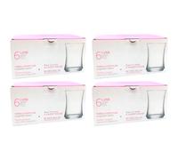 Tradineur - Pack de 4 Cajas de 6 Vasos Modelo Lune - Capacidad: 225 ml - Fabricado en Vidrio Resistente - Apto para lavavajillas - Tamaño Aprox: Ø 6,5 x 9 cm - 24 Uds Totales.