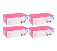 Tradineur - Pack de 4 Cajas de 6 Vasos Modelo Lune - Capacidad: 325 ml - Fabricado en Vidrio Resistente - Apto para lavavajillas - Tamaño Aprox: Ø 7,5 x 8,5 cm - 24 Uds Totales.