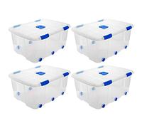 Tradineur - Pack de 4 Cajas de Almacenamiento - Fabricado en plástico - Contenedor para almacenar Juguetes, Libros, Ropa, Mantas - N.º 15 - 56,3 x 76,5 x 34,3 cm - 100 L