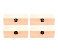 Tradineur - Pack de 4 Cajas de Madera con Tapa en Forma de baúl 19,5 x 8 x 7 cm. Ideal para Guardar Objetos pequeños, Joyas o Llaves