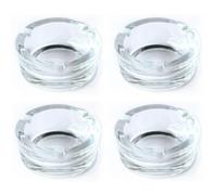 Tradineur - Pack de 4 ceniceros redondos de cristal, cuencos, recipientes con muescas para cigarrillos, uso interior y exterior, hostelería, hogar - 8,5 x 3,5 cm
