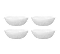 Tradineur - Pack de 4 cuencos de vidrio opal, modelo Coconut, bol para desayuno extra resistente, apto para lavavajillas y microondas (Blanco - Ø 15,3 cm)