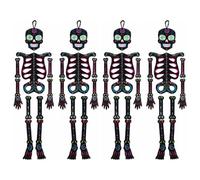 Tradineur - Pack de 4 Esqueleto Colgante con diseño Mexicano para Halloween - Fabricado en plástico - Adorno para decoración - Longitud 66 cm - Color Surtido