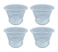 Tradineur - Pack de 4 Macetas con Platos Redondas Transparentes de plástico, Tiesto, macetero, Recipiente para Plantas, Flores, balcón, terraza, hogar, Interior o Exterior - Ø 17,5 x 13,5 cm