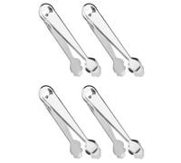 Tradineur - Pack de 4 pinzas de hielo con abridor, acero inoxidable, compatible con cubitera, cocina, bar, restaurante, hostelería, apta para lavavajillas - 18,5 cm
