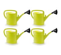Tradineur - Pack de 4 Regaderas de plástico - Capacidad 12 litros - Utensilios de jardinería, riego, casa, balcón, terraza, Patio - Color Amarillo