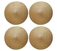 Tradineur - Pack de 4 Salvamanteles de plástico Redondo Metalizado, Reutilizable, Mantel Individual, Alfombrilla de Mesa, Adornos Festivos, Navidad (Dorado, Ø 38 cm).