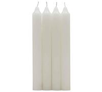 Tradineur - Pack de 4 Velas alargadas, Velas de Mesa cilíndricas, parafina y Mecha de algodón, sin Perfume, rituales y Ceremonias (Blanco, 17 cm)