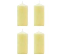 Tradineur - Pack de 4 Velas Bloque con Aroma, velón de Taco, Cera perfumada, Larga duración: 36 Horas, aromaterapia, decoración del hogar (Vainilla - 11,8 x 5,6 cm)