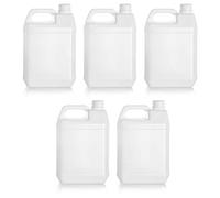 Tradineur - Pack de 5 garrafas de plástico translúcido, aptas para Uso alimentario, bidón, Tangue, Jarra, Ideal para almacenar y Transportar Agua, Bebidas, líquidos (5 litros)