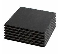 Tradineur - Pack de 6 Bandejas rectangulares de pizarra - Platos para hostelería, servicio y degustación - Canto rústico - Tabla de piedra natural para servir aperitivos - 25 x 25 cm