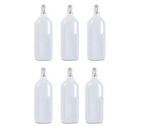 Tradineur - Pack de 6 botellas de plástico con asa y tapón a presión, reutilizable, agua, leche, batidos, zumos, refrescos, frigorífico, camping (1,5 litros - 32 x 10 x 9 cm)
