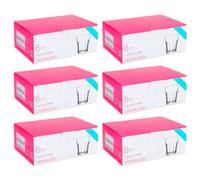 Tradineur - Pack de 6 Cajas de 6 Vasos Modelo Aras - Capacidad: 365 ml - Fabricado en Vidrio Resistente - Apto para lavavajillas - Tamaño Aprox: Ø 8 x 12 cm - 36 Uds Totales