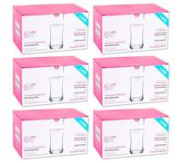 Tradineur - Pack de 6 Cajas de 6 Vasos Modelo Lune - Capacidad: 365 ml - Fabricado en Vidrio Resistente - Apto para lavavajillas - Tamaño Aprox: Ø 7,5 x 13 cm - 36 Uds Totales