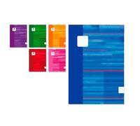 Tradineur - Pack de 6 cuadernos/libretas cuadriculados sin anillas de color surtido con medidas de 22 x 17 cm, ideal para el colegio, oficina... con tapa plastificada A8