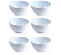 Tradineur - Pack de 6 cuencos redondos de plástico, reutilizables, aptos para uso alimentario, microondas y congelador, fabricados en España, 17 x 8 cm (Blanco - 1,2 litros)