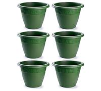 Tradineur - Pack de 6 Macetas Redondas Terracota - Fabricado en Plástico -Macetero Apto para Exterior e Interior del hogar - Ø 35 cm - Color Verde