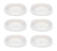 Tradineur - Pack de 6 platos hondos cuadrados, modelo Boreal, vidrio opal, extra resistentes, vajilla de cocina, aptos para lavavajillas (Blanco - 22 x 22 cm)