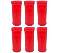 Tradineur - Pack de 6 velas de santo, velones litúrgicos de parafina y cera vegetal, decoración de iglesias, cementerios, tumbas (Rojo, 13,5 cm)