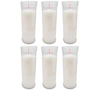 Tradineur - Pack de 6 velones de santo de parafina y cera vegetal, velas litúrgicas, decoración de iglesias, cementerios, tumbas (Blanco, 16 cm)