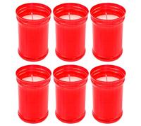Tradineur - Pack de 6 velones litúrgicos, Velas de Santo de parafina y Cera Vegetal, decoración de Iglesias, cementerios, tumbas (Rojo, 9 x 6 cm)