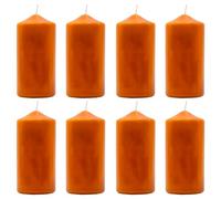 Tradineur - Pack de 8 velas de bloque con aroma, velón taco de cera perfumada, larga duración: 36 horas, aromaterapia, decoración del hogar (Canela, 11,8 x 5,6 cm)