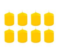 Tradineur - Pack de 8 velas taco con aroma a cítricos, velón de cera perfumada, larga duración: 24 horas, aromaterapia, decoración del hogar (Amarillo, Fantasía Cítrica, 7 x 5,6 cm)