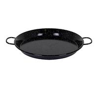 Tradineur - Paellera valenciana esmaltada, cocinar arroces, apta para gas, vitrocerámica, cocina eléctrica y lavavajillas (Negro, Ø 34 cm)