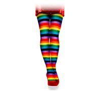 Tradineur - Pantis con rayas arco iris, 90% poliéster y 10% licra, complemento para disfraces, carnaval, Halloween, cosplay, fiestas (Adulto - 165/180 cm)