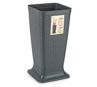Tradineur - Paragüero de plástico - Modelo Rattan - Soporte para Paraguas Cuadrado para Entrada de oficinas, Negocios, hogar - 51,5 x 26 x 26 cm - Color Gris