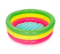 Tradineur - Piscina Hinchable Infantil, 3 Aros, Vinilo Resistente, válvula de Seguridad, 3 cámaras de Aire. Multicolor. 70 x 24 cm (diámetro x Alto)