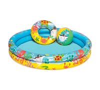 Tradineur - Piscina Hinchable Infantil de 2 Aros, Vinilo Resistente, válvula de Seguridad. Incluye: Piscina, Pelota y Flotador. 122 x 20 cm. (Diámetro x Alto)