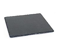 Tradineur - Plato de Pizarra Cuadrado, Bandeja para hosteleria, servicio y degustación, Canto rústico, Tabla de Piedra Natural para Servir Aperitivos - 30 x 30 cm