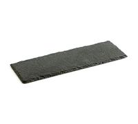 Tradineur - Plato de Pizarra Rectangular, Bandeja para hosteleria, Servicio y degustación, Canto rústico, Tabla de Piedra Natural para Servir Aperitivos - 30 x 10 cm