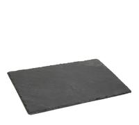 Tradineur - Plato de Pizarra Rectangular, Bandeja para hosteleria, servicio y degustación, Canto rústico, Tabla de Piedra Natural para Servir Aperitivos - 30 x 20 cm