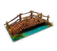 Tradineur - Puente de Troncos con río para Belén, Resina, Adorno para Nacimiento, Portal, Pesebre, Navidad, decoración Tradicional, Fabricado en España - 16,7 x 9 x 5 cm