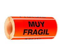Tradineur - Rollo de 200 etiquetas adhesivas "Muy frágil", diseño llamativo de advertencia, embalaje de paquetes, envíos de mercancía, 100 x 40 mm