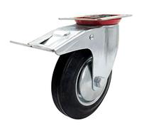 Tradineur - Rueda giratoria con freno para muebles, incluye placa de montaje, goma y hierro, rueda de transporte para cargas pesadas, industrial, peso máx. 150 kg, Ø 160 mm