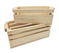 Tradineur - Set de 2 cajas de madera con asas, recipientes multiusos rectangulares, almacenaje de herramientas, accesorios de pintura, decoración, 31,2 x 15,2 x 12 cm y 26,2 x 12,2 x 9 cm