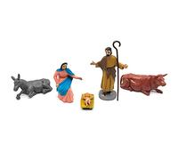 Tradineur - Set de 5 Figuras de Nacimiento para Belén, durexina, Jesús, Virgen María, José, Buey y Mula, Figuras, Adornos, Pesebre, Navidad, decoración Tradicional - 10 cm