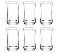 Tradineur - Set de 6 vasos de cristal, modelo Lune, base gruesa, servir cócteles, refrescos, resistentes, aptos para lavavajillas (365 ml, 13 x 7,5 cm)