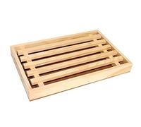 Tradineur - Tabla para cortar pan de madera con recogemigas y rejilla extraíble, madera natural, cocina - 32 x 22 x 2,5 cm