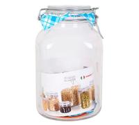 Tradineur - Tarro de vidrio hermético Primizie, incluye junta de goma, bote, frasco multiusos para almacenar conservas, legumbres, pasta, galletas - 24 x 14 cm - 3,1 litros