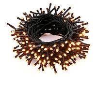 Tradineur - Tira de 140 luces navideñas LEDs a pilas - Apto para interiores y exteriores - Función de luz fija e intermitente - 11 Metros - Color Luz Cálida