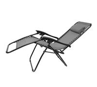 Tradineur - Tumbona plegable con cojín reposacabezas y reposabrazos, silla con respaldo regulable, multiposición, metal y tela, cómoda y resistente, máx. 110 kg, camping (Gris, 163 x 65 x 51,5 cm)