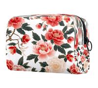 Tradition Blossoming Peony - Bolsa de cosméticos para mujer, neceser de viaje, bolsa organizadora de maquillaje grande con cremallera, multicolor, 18.5x7.5x13cm/7.3x3x5.1in, Neceser