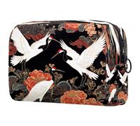 Tradition - Bolsa de cosméticos con diseño de grullas de fondo para mujer, bolsa organizadora de maquillaje grande con cremallera, multicolor, 18.5x7.5x13cm/7.3x3x5.1in, Neceser