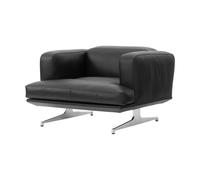 &Tradition Butaca Inland AV21 Cuero negro Noble-polished alu